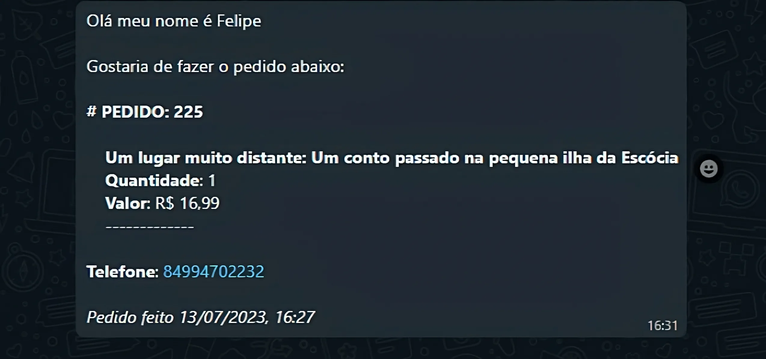 Pedido pelo WhatsApp